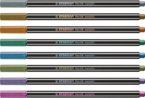 Entertainment bestellen schermutseling STABILO Pen 68 - Premium Metallic Viltstift - Etui Met 8 Kleuren | bol.com