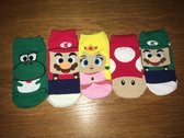 Super Mario kindersokken - enkelsokken 5 paar Multipack Unisex Enkelsokken Maat 31-35