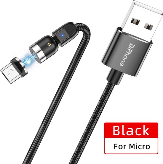 Faculteit tempo Monetair DrPhone LINI Series - Micro USB Magnetische kabel – 2.4A - Nylon Gevlochten  540°... | bol.com