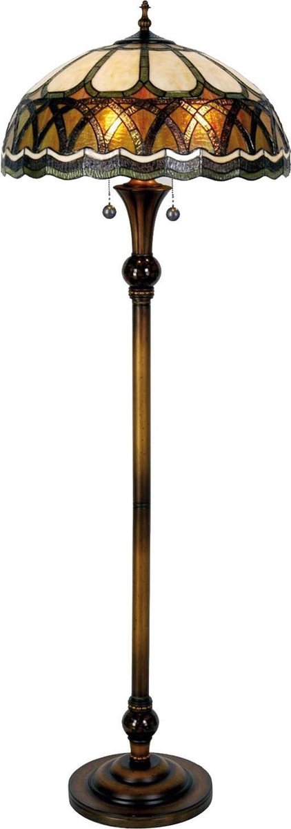 Lumilamp Tiffany Vloerlamp Ø 56x164 cm Bruin Beige Glas