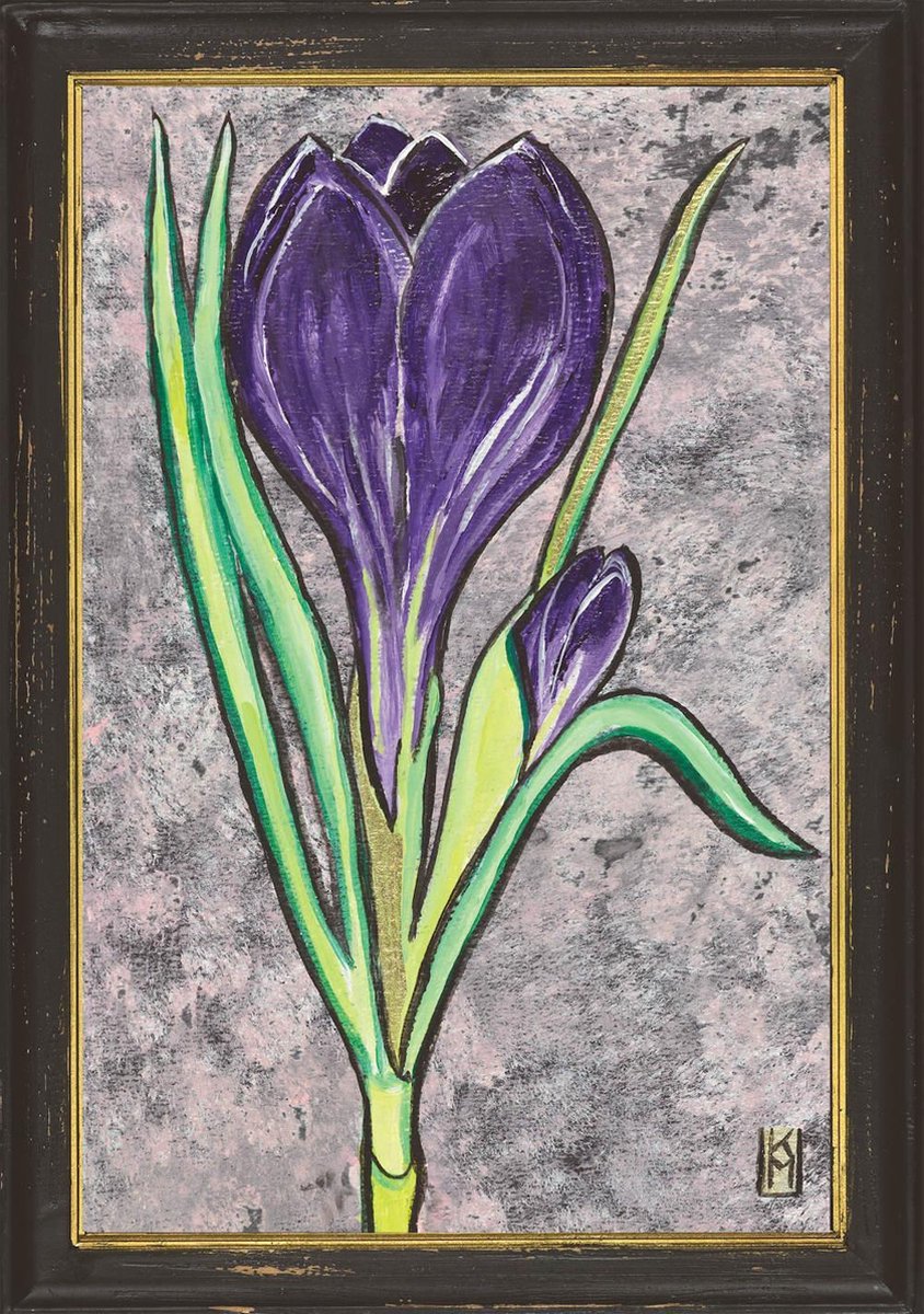 Meander elegant home accesoires Lijstje hout zwart met Crocus - reproductie Kittie Markus