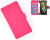 Motorola Moto E-3 (3rd Gen) 2016 smartphone hoesje book style wallet case roze