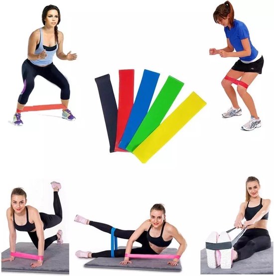 5 Pièces Bande Élastique De Couleur Ceinture De Fitness Salle De Sport