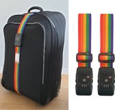 SUNMOOL Kofferriem met TSA Cijfer Slot - Bagage Riem - Luggage Strap - 200 cm - Regenboog - 2 Stuks