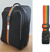 SUNMOOL Kofferriem met TSA Cijfer Slot - Bagage Riem - Luggage Strap - 200 cm - Regenboog - Regenboog - 1 Stuk