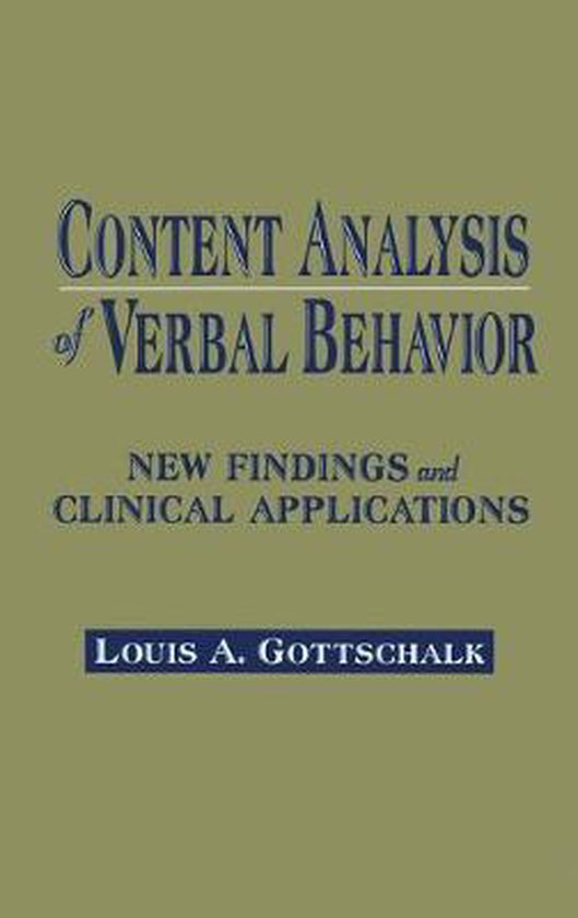 Content Analysis of Verbal Behavior - cover