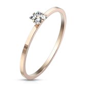 Ring Dames - Ringen Dames - Ringen Vrouwen - Rosé Goudkleurig - Gouden Kleur - Ring - Klassiek Speciaal Steentje - Diado