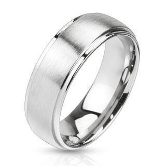 Mirror - Elegante zilveren ring met geborstelde look