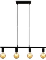 Bol.com B.K.Licht - Zwarte Hanglamp - metalen - voor binnen - industriële - met 4 lichtpunten - eetkamer - slaapkamer - pendella... aanbieding