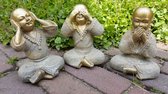 Set Shaolin Monniken horen/zien/zwijgen - Boeddha - Brons - Polyresin - Hoogte 15 cm