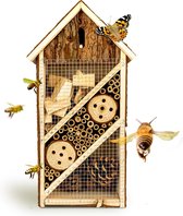 Blumfeldt Insectenhotel - Insectenhuis gemaakt van natuurlijke materialen - bijenhotel met bescherming - speciaal ophangsysteem