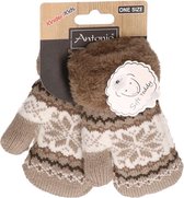 Gebreide winter handschoenen Nordic wit/bruin voor peuters - kinder handschoenen