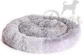 Luxe katten & hondenmand - Fluffy Donut - Heerlijk zacht - Licht grijs - 100 cm - Size L