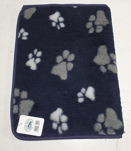 Lovely Nights vetbed/kleed bench blue with 2 color print paw + bies 63x55cm