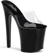 Pleaser Muiltjes -38 Shoes- XTREME-801 Paaldans schoenen Zwart/Transparant