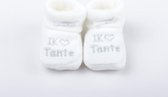 Kraamcadeau  - Petit Villain Newborn Slofjes - Love Tante - Wit - 0-3 maanden