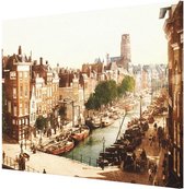 Oud Stadsgezicht Rotterdam - Delftsevaart - Oude Foto Vintage Print op Canvas Doek - 40x30 cm