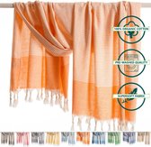 ANATURES Hamamdoek XL TRAVELER 95x175 cm | fouta strandlaken omslagdoek pareo badlaken handdoek bio katoen | Oranje