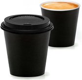 Zwarte 120 ml kartonnen bekers voor espresso - inclusief deksel - 100 stuks