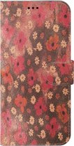 AA-Case Handmade Echt Leer Book Case Voor Samsung Galaxy Note9 Leder met vrolijke roze bloemetjes