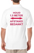 Heren Poloshirt Large - Neon RODE tekst 1.5 meter afstand - Corona - Bedrijfskleding