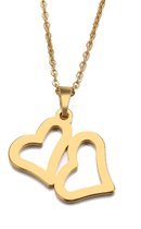 RVS dubbel hartjes ketting | 316L | liefde |bff