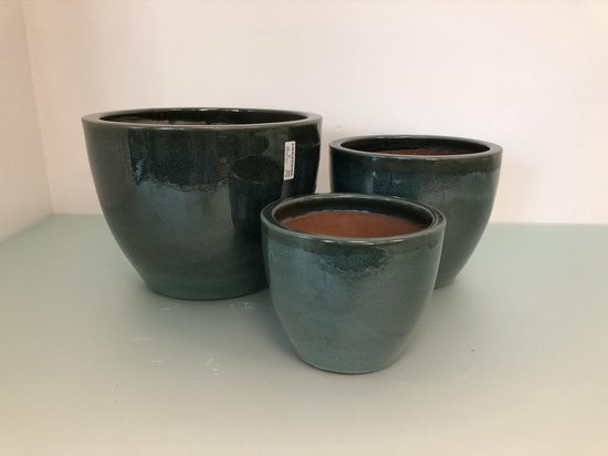 Beknopt toelage meesterwerk Set van drie groene potten | bol.com