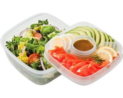 Lock&Lock Saladebox - Salade Lunchbox to go - Salade to go - Lunchtrommel - Lekvrij - Met verdeelvakjes - 1.6 liter - Transparant - LocknLock
