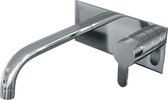 Brauer Chrome Edition Wastafelmengkraan inbouw - gebogen uitloop links - hendel plat smal - afdekplaat - model D 1 - chroom