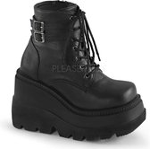 Shaker-52 wedge platform ankle boot with buckles matt black - (EU 41,5 = US 11) - Demonia