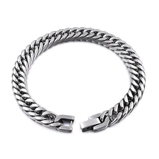Nederigheid kapperszaak thee Zilver kleurige Heren Armband | Cuban Link | Staal | 7mm | Armband Mannen |  Armband... | bol.com