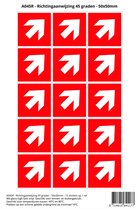 Pictogram sticker A045R - Richtingaanwijzing 45 graden - 50x50mm - 15 stickers op 1 vel