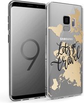 iMoshion Design voor de Samsung Galaxy S9 hoesje - Let's Go Travel - Zwart / Goud