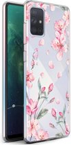 iMoshion Hoesje Geschikt voor Samsung Galaxy A71 Hoesje Siliconen - iMoshion Design hoesje - Roze / Transparant / Blossom Watercolor