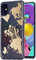 iMoshion Hoesje Siliconen Geschikt voor Samsung Galaxy A51 - iMoshion Design hoesje - Transparant / Meerkleurig / Goud / Let's Go Travel