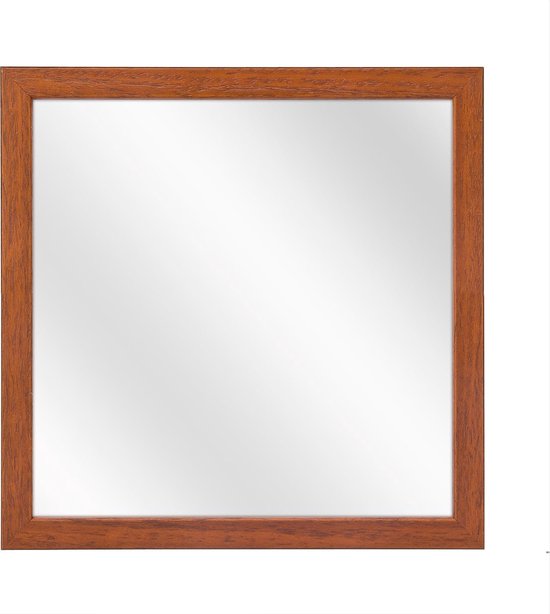 Spiegel met Vlakke Houten Lijst - Kersen - 20x20 cm