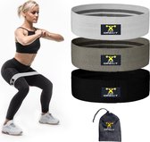 Fit Direct - Weerstandsbanden set van 3 grijs - Fitness Elastiek- Resistance bands - Fitness banden - Booty Band - Inclusief instructie boekje & opbergzakje