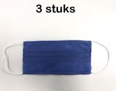 Bescherming mondkapjes Blauw 100% Polypropyleen met speciaal WIT elastiek 3 STUKS