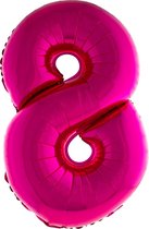 Cijferballon folie nummer 8 | Opblaascijfer 8 roze 102cm