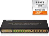 KanaaN Leicke 4K UltraHD HDMI 6x2 Matrix Splitter|Switch | Fernbedienung | 5.1 Surround SPDIF optisch + Stereo 3.5mm Klinke Audioausgang | ARC und PIP | FullHD, UHD, 4K, 4K*2K kompatibel | HD