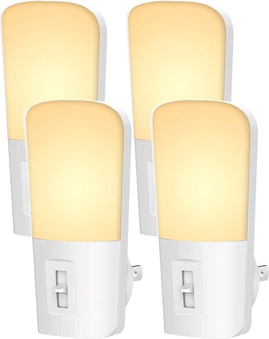 4 stuks Qumax LED Nachtlampje Stopcontact - Dimbare Nachtlampjes met Sensor - Nachtlampje Babykamer - Nacht Lamp - Dag en Nacht Sensor - Kinderen & Baby - Wit