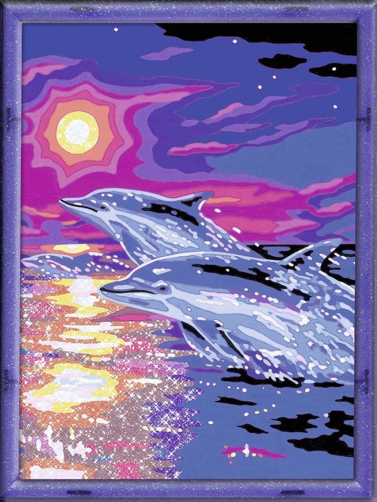 Ravensburger Schilderen op nummer Dolfijnen in Zonsondergang - Hobbypakket - Ravensburger Schilderen op nummer