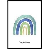 Poster Regenboog Blauw – 30x40cm – Kinderkamer posters - 210g Fotopapier