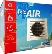 IVC Air ventilator | RVS Design 100 | Ø 100 mm | capaciteit 98 m³ / uur | met nalooptimer | geschikt voor ruimtes tot 10m² | RVS