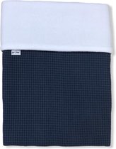 Art Textiel - Wiegdeken - Wafel - Fleece - Jeans Blauw/Room Wit