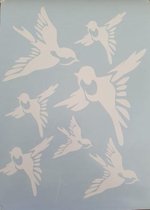 Vogels raam / muur stickers  40 x 40 cm  Wit