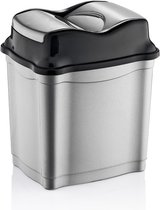 Zilver/zwarte vuilnisbak/vuilnisemmer kunststof 28 liter - Vuilnisemmers/vuilnisbakken/prullenbakken - Kantoor/keuken prullenbakken