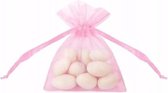 80x stuks roze organza cadeauzakjes 10 cm - Bedankt of uitdeel zakjes