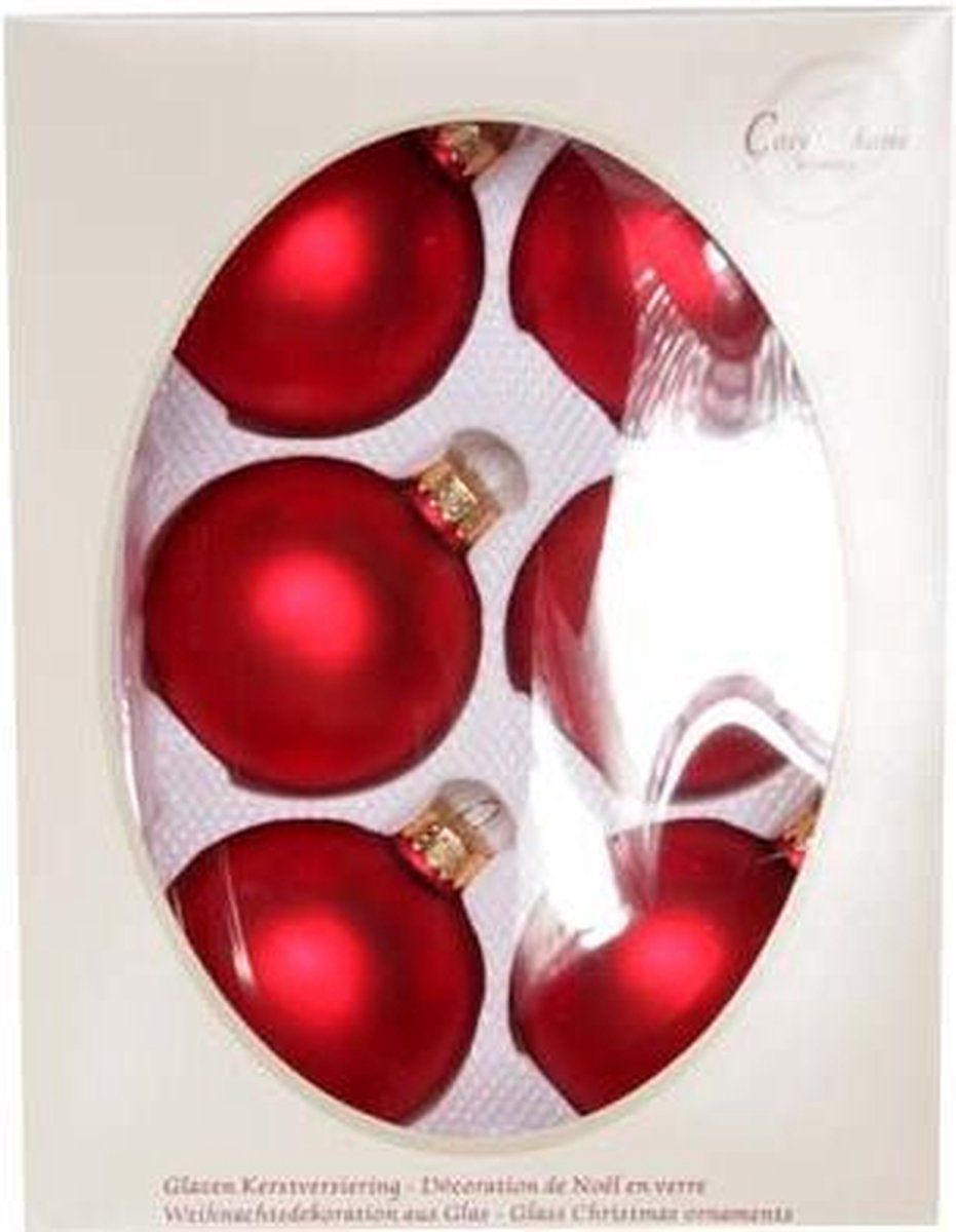 Cosy @ Home BALL GLASS SET6 RED MAT D7CMIN WINDOWBOX