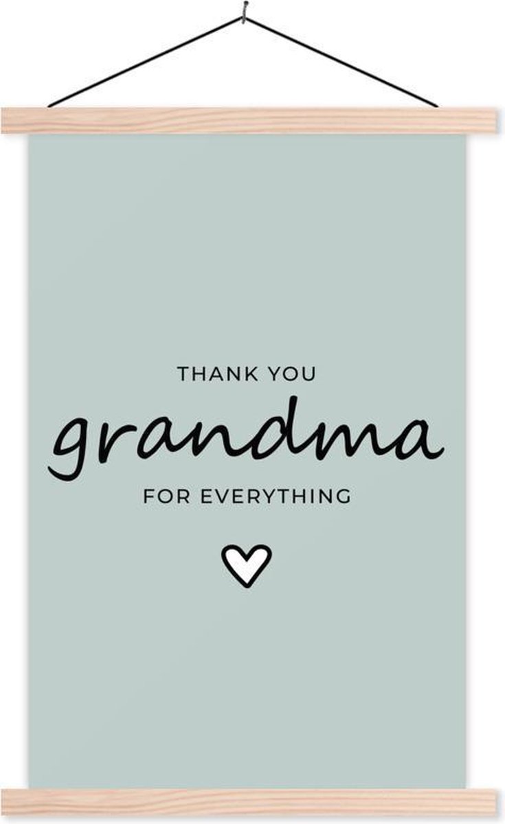 Presentje voor grootmoeder op Moederdag thank you grandma for everything grijs schoolplaat platte latten blank schoolplaat 40x60 cm - Foto print op textielposter (wanddecoratie woonkamer/slaapkamer)